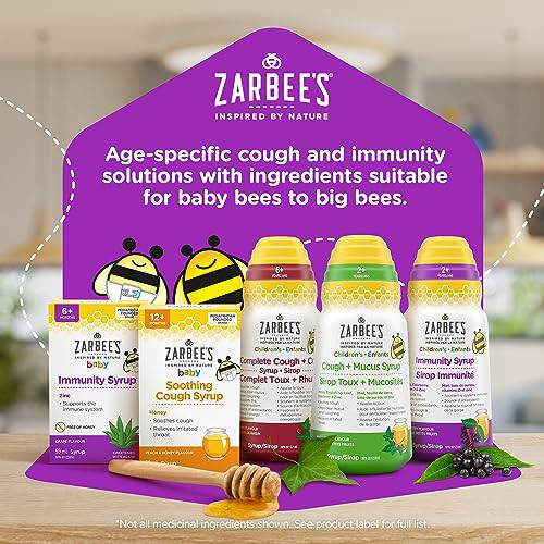 Zarbee's Children’s Immunity Syrup, Zinc, Honey, Elderberry, Vitamin D, Immune System + Antioxidants, 118 mL