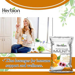 Herbion Naturals Immunity Lozenges with Zinc, Vitamin-C & Echinacea, Source of Antioxidants Helps Maintain & Support Immune System, Promote Good Health for Adults & Kids 6+, 25 CT, Orange Flavour.