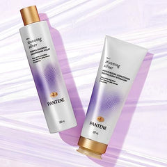 Pantene Stunning Silver Brightening Purple Shampoo for Dyed Gray and Silver Hair, Paraben Free, 285 mL