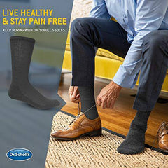 Dr. Scholl's Men's Diabetes & Circulator Socks-4 & 6 Pair Packs-Non-Binding Moisture Management, White - Crew (4 Pairs), 13-15