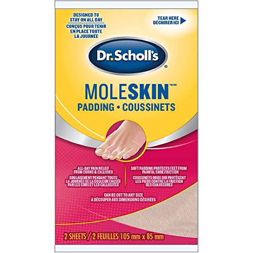 Dr. Scholl’s Moleskin Plus Padding Roll (24" x 4 5/8") // All-Day Pain Relief and Protection from Shoe Friction with Soft Padding That Conforms to the Foot and Can Be Cut To Any Size