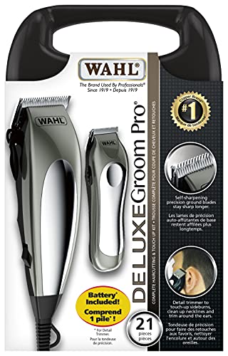 Wahl Canada Deluxe Groom Pro, Complete Haircutting & Touch Up Kit, Self-sharpening precision ground blades stay sharp longer, perfect for touch ups - Model 3170