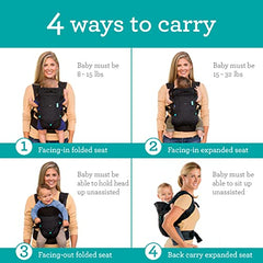 Infantino Flip 4-in-1 Carrier - Ergonomic, Convertible, face-in and face-Out, Front and Back Carry for Newborns and Older Babies 8-32 lbs