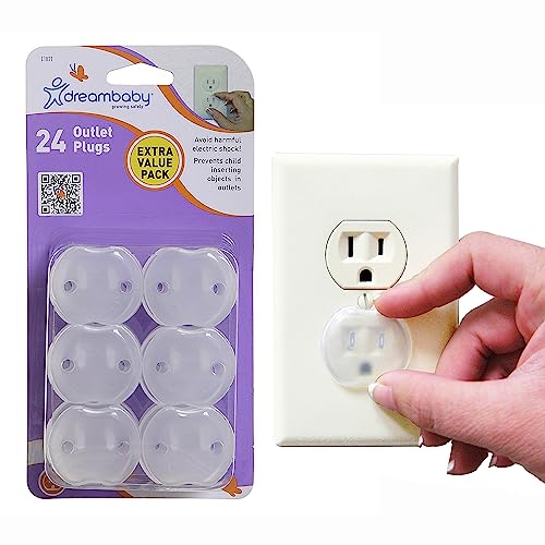 Dreambaby Outlet Plugs, 24-Pack - Baby Proof Outlet Covers for Home Safety - White