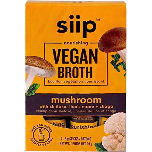 Siip Vegan Mushroom Broth, 600mg of adaptogenic mushrooms per serving, 4 Packets