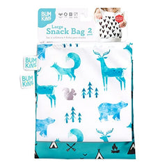 Bumkins Sandwich Bag/Snack Bag, Reusable Fabric, Washable, Food Safe, BPA Free, 7x7 - Wildlife & Outdoor Pack of 2