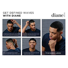 Diane Premium 100% Boar Bristle Brush for Men “ Medium Firm Bristles for Medium to Coarse Hair “ Use for Smoothing, Styling, Wave Styles, Soft on Scalp, D8114