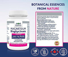 Orthomolecular Essentials - Magnesium Bisglycinate Complex 200mg, 130 Veggie Caps - Elemental Magnesium for Sleep and Anxiety - Bone Health and Muscle Cramp Relief - Calm Magnesium Complex Supplement