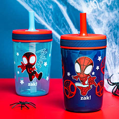 Zak Designs Marvel Spider-Man Kelso Toddler Cups for Travel or at Home, 15oz 2-Pack Durable Plastic Sippy Cups with Leak-Proof Design is Perfect for Kids (Spidey and His Amazing Friends)