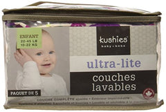 Kushies UL3005-G 5 Pack Reusable Ultra-lite Diapers for Toddlers, Girl