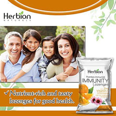 Herbion Naturals Immunity Lozenges with Zinc, Vitamin-C & Echinacea, Source of Antioxidants Helps Maintain & Support Immune System, Promote Good Health for Adults & Kids 6+, 25 CT, Orange Flavour.