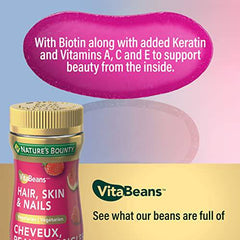 Nature's Bounty Hair, Skin and Nails VitaBeans, with Biotin & Vitamins A, C, & E, 80 Chewables