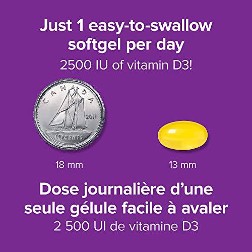 Webber Naturals Vitamin D3 2,500 IU Extra Strength, 180 Softgels, For Healthy Bones, Teeth, and Helps Prevent Vitamin D Deficiency - Zecoya