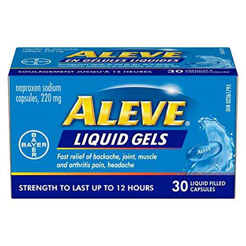 ALEVE Pain Relief Liquid Gels, Strength to Last Up to 12 Hours, Naproxen Sodium 220mg, 30 Liquid Gel Capsules