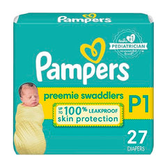 Diapers Size Newborn Preemie (<6 lb), 27 Count - Pampers Swaddlers Disposable Baby Diapers, Jumbo Pack (Packaging May Vary)