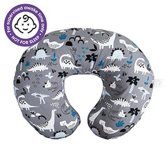 Boppy Original Support Nursing Pillow, Gray Dinosaurs, Ergonomic Breastfeeding, Bottle Feeding, and Bonding, with Hypoallergenic Fiber Fill, with Removable Cover, Machine Washable