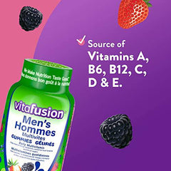 Vitafusion Men's Multivites Gummies, Daily Multivitamin, Healthy metabolism 1, Immune support 2, Connective tissue formation 3, 150 Count (2.5-month supply).