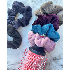 Scunci 6pc Velour hair scrunchies, assorted Rich Dark Colours