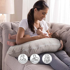 Boppy Nursing Pillow Organic Original Support, Sand, Ergonomic Nursing Essentials for Bottle and Breastfeeding, Firm Hypoallergenic Fiber Fill, with 100% Organic Cotton Nursing Pillow Cover