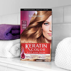 Schwarzkopf Keratin Color Permanent Hair Color Cream, 7.5 Caramel Blonde, 1 Count