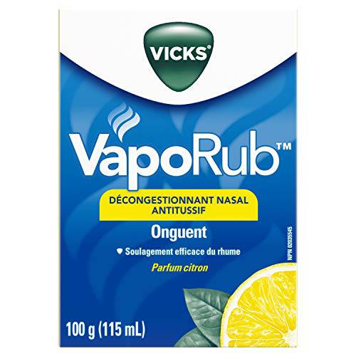 Vicks VapoRub Chest Rub Ointment, 115ml/100gm, Cough Suppressant, Relief from Cold, Aches, and Pains, Lemon Scented