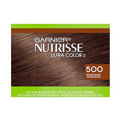 Garnier Nutrisse Ultra Color, Permanent Hair Dye, 500 Medium Brown, Vibrant Colour, Silky and Smooth Hair Enriched With Avocado Oil, 1 Application