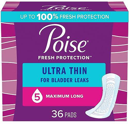 Poise Ultra Thin Incontinence Pads & Postpartum Incontinence Pads, 5 Drop Maximum Absorbency, Regular Length, 36 Count