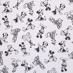 Disney Mickey Mouse - Charcoal, Black and White Mickey and Friends, Minnie Mouse, Donald Duck and Pluto Nursery Fitted Crib Sheet