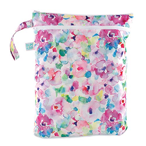 Bumkins Waterproof Wet Bag/Dry Bag, Washable, Reusable for Travel, Beach, Pool, Stroller, Diapers, Dirty Gym Clothes, Wet Swimsuits, Toiletries – Watercolor