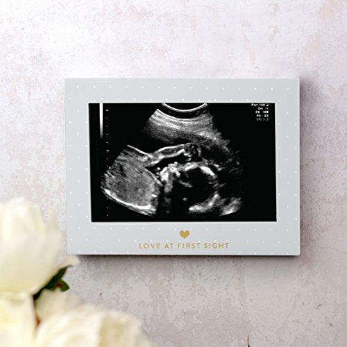 Little Blossoms by Pearhead Polka Dot Keepsake Sonogram Photo Frame, Gray