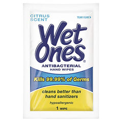 Wet Ones Antibacterial Hand Wipes, Citrus Scent, 28 Individually Wrapped Wet Wipes