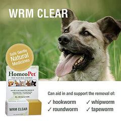 HomeoPet WRM Clear, Natural Worm Treatment for Dogs, Cats, and More, 15 Milliliters