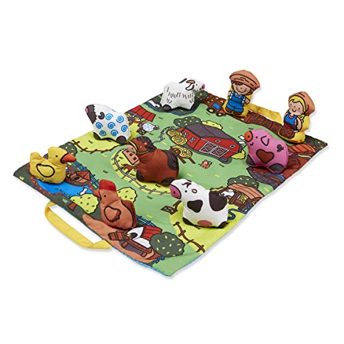 Melissa & Doug Take-Along Farm Baby and Toddler Play Mat (49 x 37 cm) With 9 Animals - Folds To Be Convenient Storage Bag for Travel