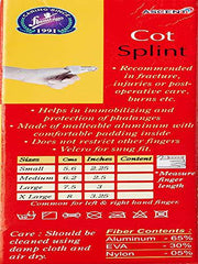 Flamingo Cot Splint Straightening Finger Corrector Brace for Fracture, Muscle - Aluminium with Foam Padding for Immobilises, Burns and Protects Phalanges - Medium