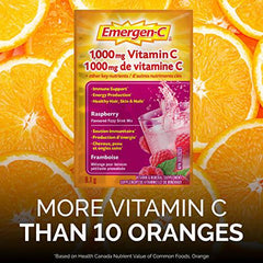 Emergen-C Immune Support Fizzy Drink Mix, A Boost of Vitamins and Minerals, Raspberry, 30 Sachets