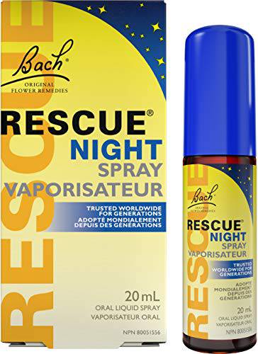 Bach RESCUE NIGHT Spray, Natural Flower Essence, Vegan, Gluten and Sugar-Free ,Vanilla, 20mL