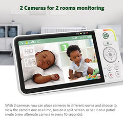 LeapFrog LF815-2HD - 1080p WiFi Remote Access 2 Camera Video Baby Monitor with 5” High Definition 720p Display, Night Light, Color Night Vision, (White), One Size