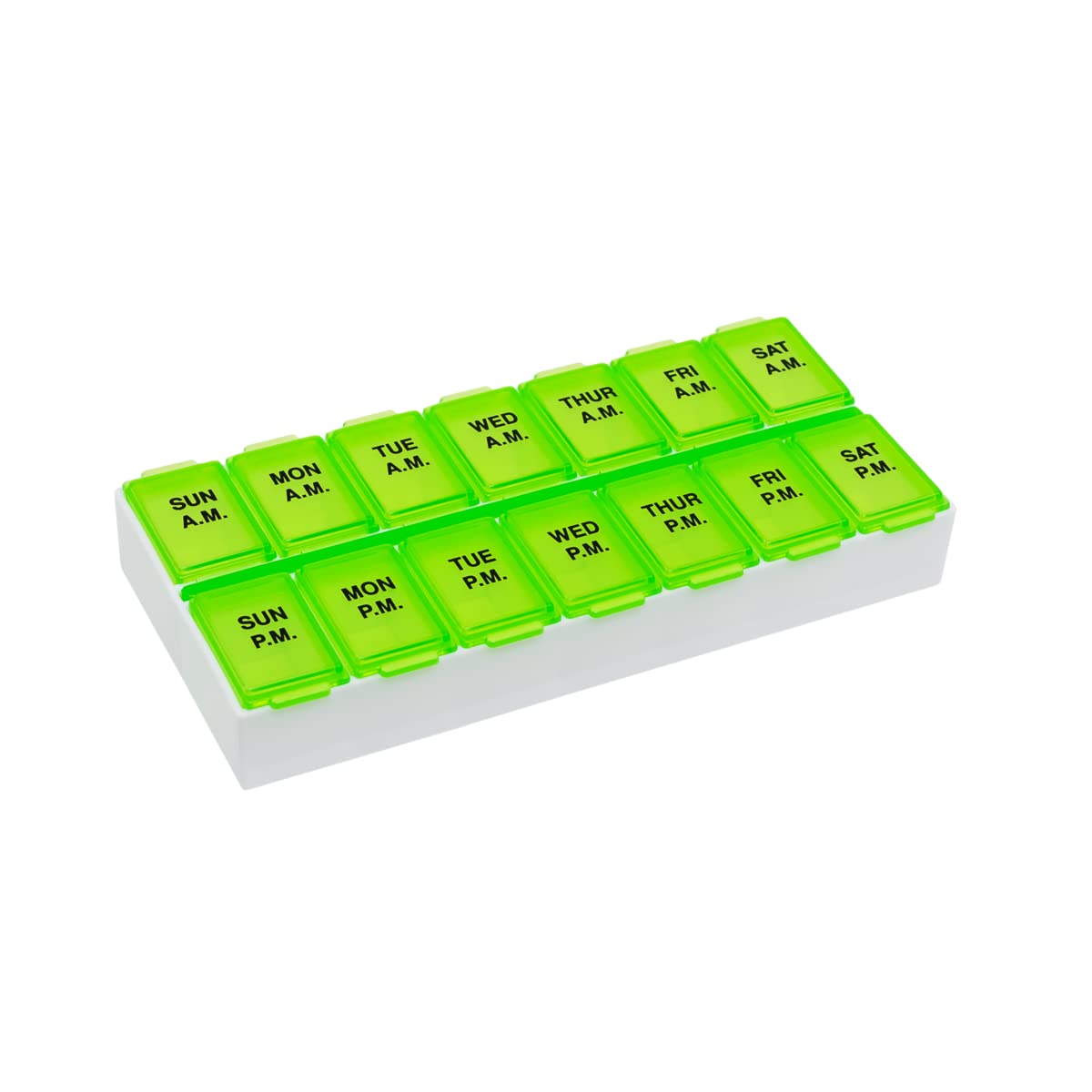 Ezy Dose Weekly (7-Day) AM/PM Pill Organizer, Vitamin and Medicine Box, Medium Compartments, 2 Times a Day, Green