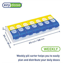 EZY DOSE Easy Fill Weekly (7-day) Pill Planner, Multi colors