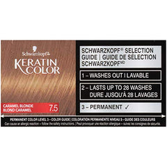 Schwarzkopf Keratin Color Permanent Hair Color Cream, 7.5 Caramel Blonde, 1 Count