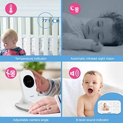 VTech VM3252-2 Digital Video Baby Monitor with 2.8" LCD 2 Cameras and Automatic Night Vision, 1 Count, White