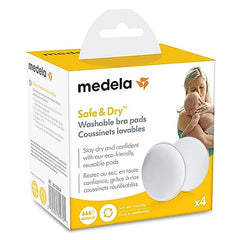 Medela Safe & Dry Washable Nursing Pads, 4 Count Breast Pads for Breastfeeding, Ultra-Absorbent, Reusable, No-Slip Contoured Design