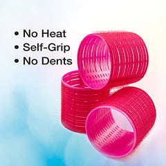 Conair Self Grip Extra Large Hair Rollers, Hair Curlers, Self Grip Hair Rollers, Hot Pink, 9 Pack with Storage Bag