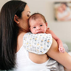 Boppy 100% Cotton Muslin Burp Cloth, Gray Gold Truffles, Coordinating Design, Pack of Three, Soft and Absorbent Burp Cloths with a Curved Shoulder-Stay Shape