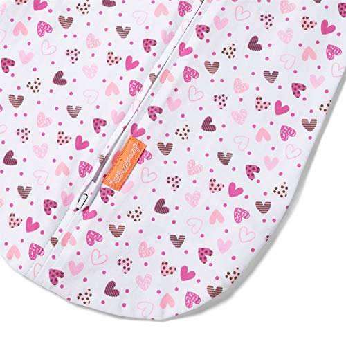 SwaddleMe Pod – Size Small/Medium, 0-3 Months, 2-Pack (I Heart You) No Wrap Zip-Up Newborn Swaddle Creates A Cozy Feeling for Baby and Helps Prevent Startle Reflex