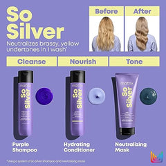 Matrix Hair Conditioner, So Silver Purple Conditioner, Neutralizes Yellow Tones, Neutralizes Brassy Tones, Tones Blonde and Silver Hair,For Blonde Silver Hair,For Grey Hair,300ml(Packaging May Vary)