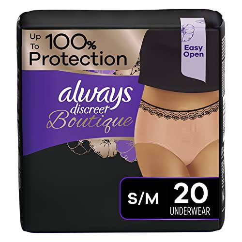 Always Discreet Boutique, Incontinence & Postpartum Underwear For Women, Maximum Protection, Small/Medium, 20 Count