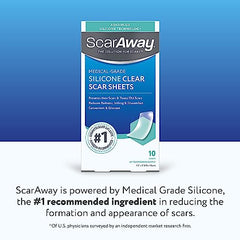 ScarAway Clear Silicone Scar Sheets, White, 10 Count