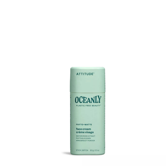 ATTITUDE Oceanly Face Cream Bar, EWG Verified, Plastic-free, Plant & Mineral-Based Ingredients, Vegan & Cruelty-free Beauty Products, PHYTO MATTE, Unscented, 8.5 grams