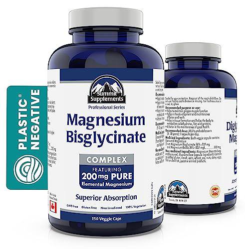 Magnesium Biglycinate 200 mg 150 Caps - Muscle Health, Bone Health and Cramp Relief - Sweet Dreams Magnesium Supplements - 3rd Party Tested - Formulated & Made in Canada